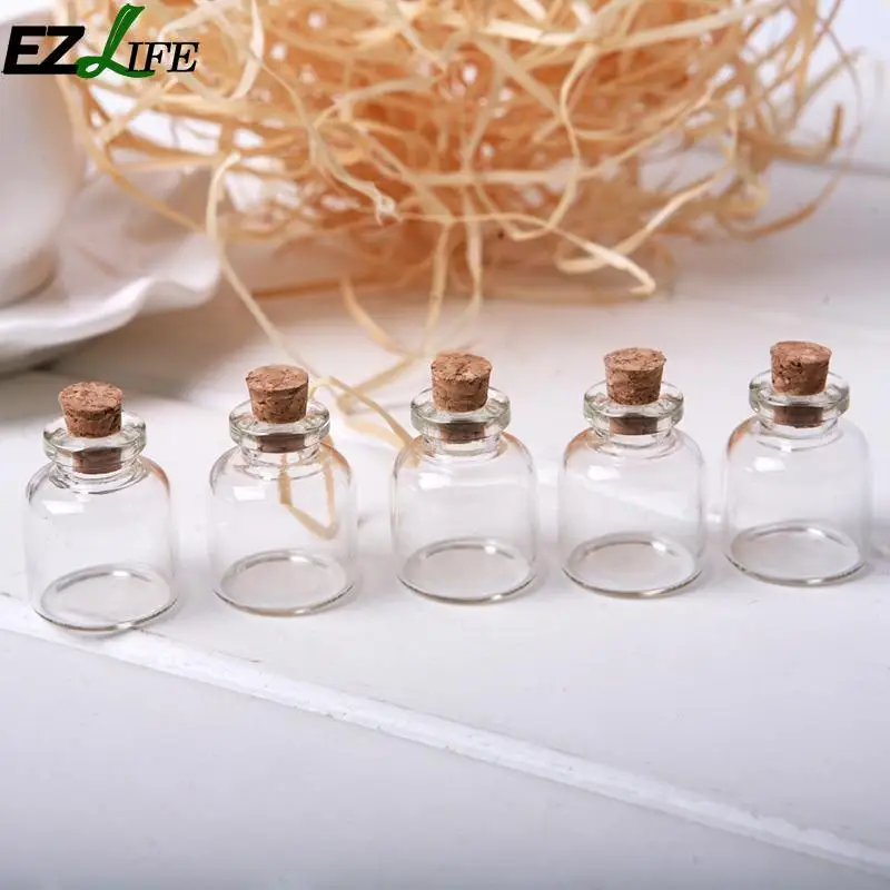 

5pcs/Lot Cork Stopper Small Glass Bottle Tiny Glass Jars with Cork Decorative Wish Glass Jars Vials for Decoration 22x28mm H1V4