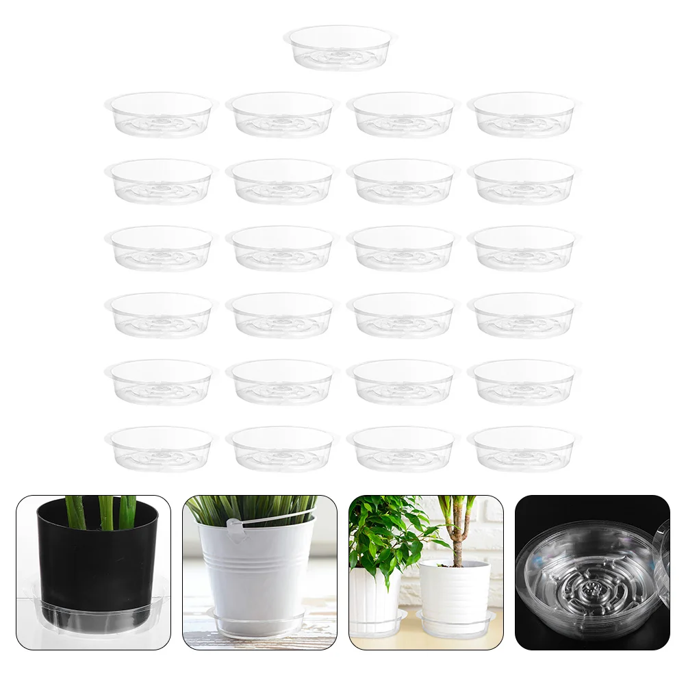 

25pcs Flowerpot Flowerpot Accessory Tray Planter Saucer Portable Transparent Stackable Durability