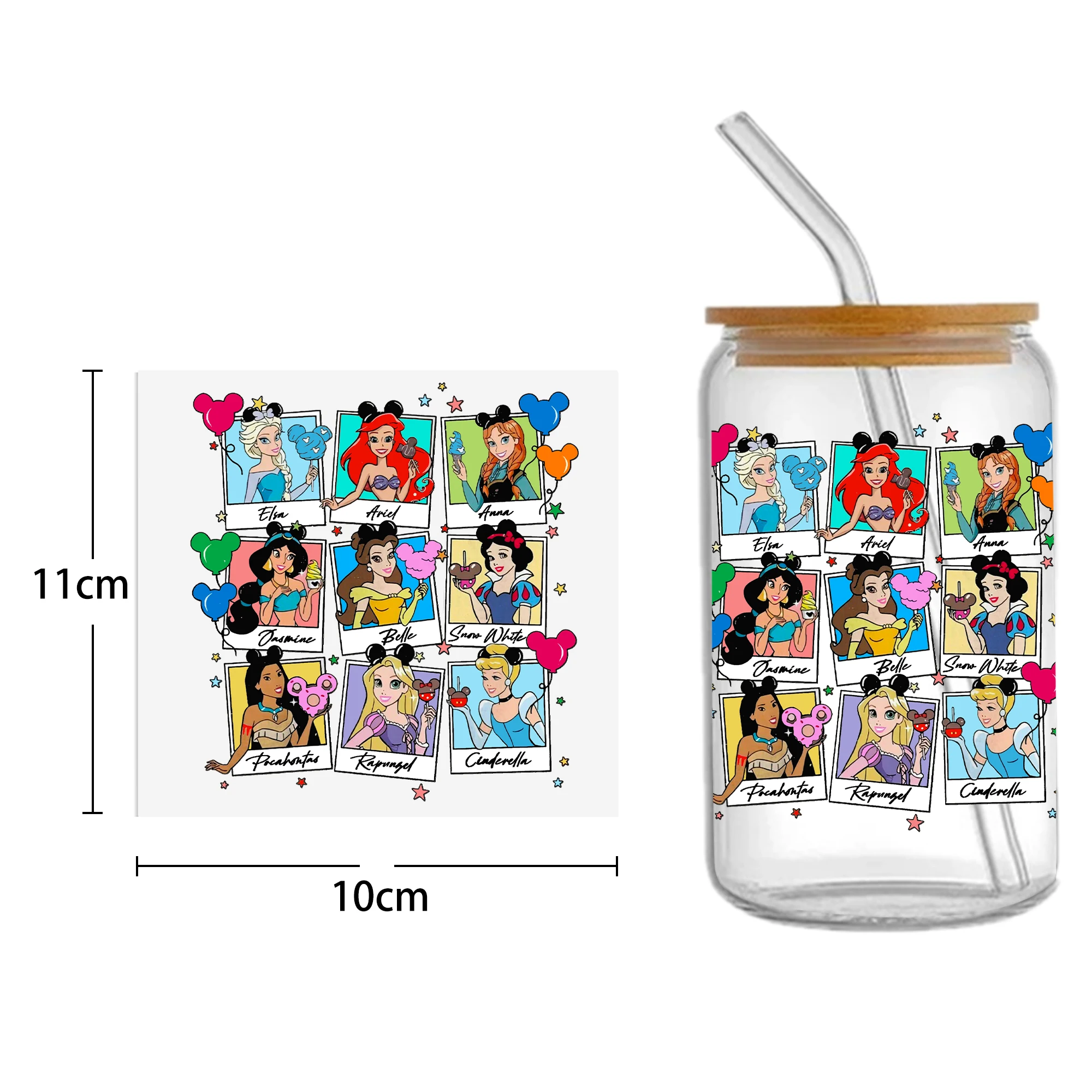 Disney Princess Villains DTF Sticker Cups Cool Personalize UV Wrap Transfer Sticker Custom Labels DIY Selfadhesive Waterproof