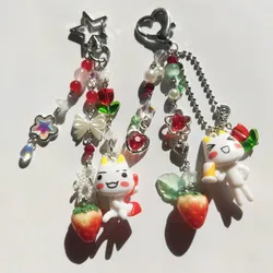 Hot Fun Toro Inoue Cute Keychain Fashion Women Beaded Strawberry Y2k Anime Charm Keychains Bag Pendant Accessories Pendant Gifts