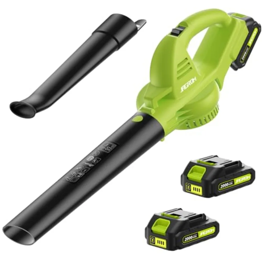 

Cordless Leaf Blower 20V 130MPH 180CFM with 2 Batteries Charger 2 Tubes Lightweight Electric Handheld Blower for Lawn Patio Gar