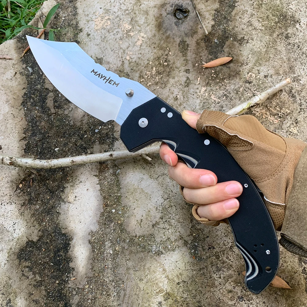 New Large MAYHEM Cold Folding Tactical Knife AUS10 Steel Blade Outdoor Survival Military Hunting Multipurpose Knives EDC Tools