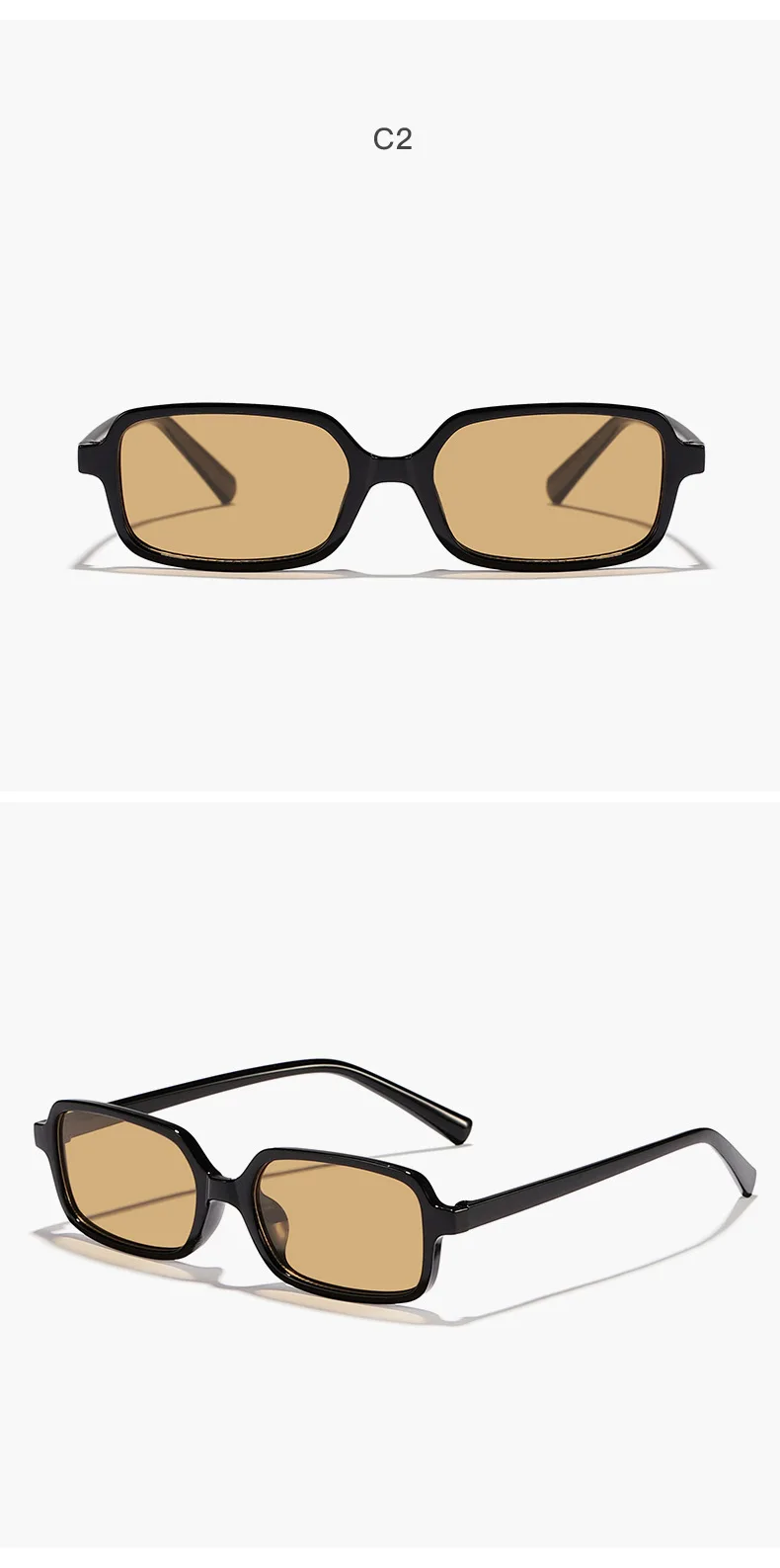 Neue Vintage Quadratische Sonnenbrille für Damen und Herren Marken-Rechteck-Sonnenbrille Ovale Brillen für Männer und Frauen – Detail 10