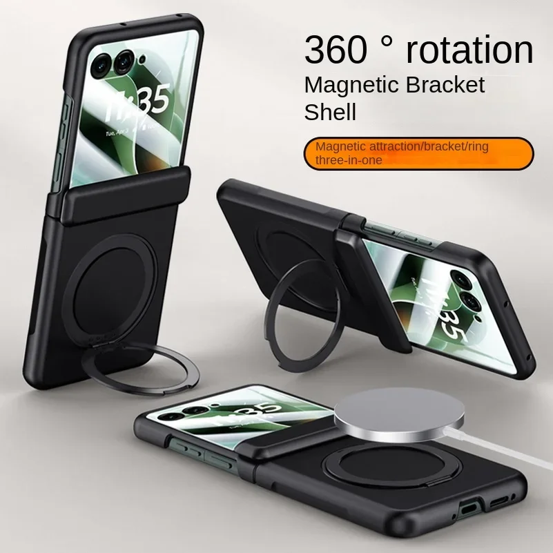 

Магнитный металлический держатель из закаленного стекла, полнозащитный чехол для Motorola Razr 60 Ultra Moto Razr60 50, защитный чехол с пружинным шарниром