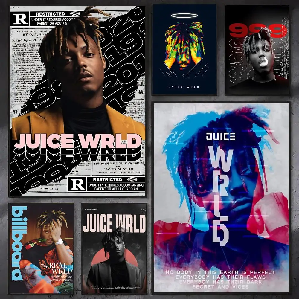 singer Juice WRLD Trendy Classic hot HD Self-Adhesive Waterproof Art Poster Room Decor, New Arrival On Sale