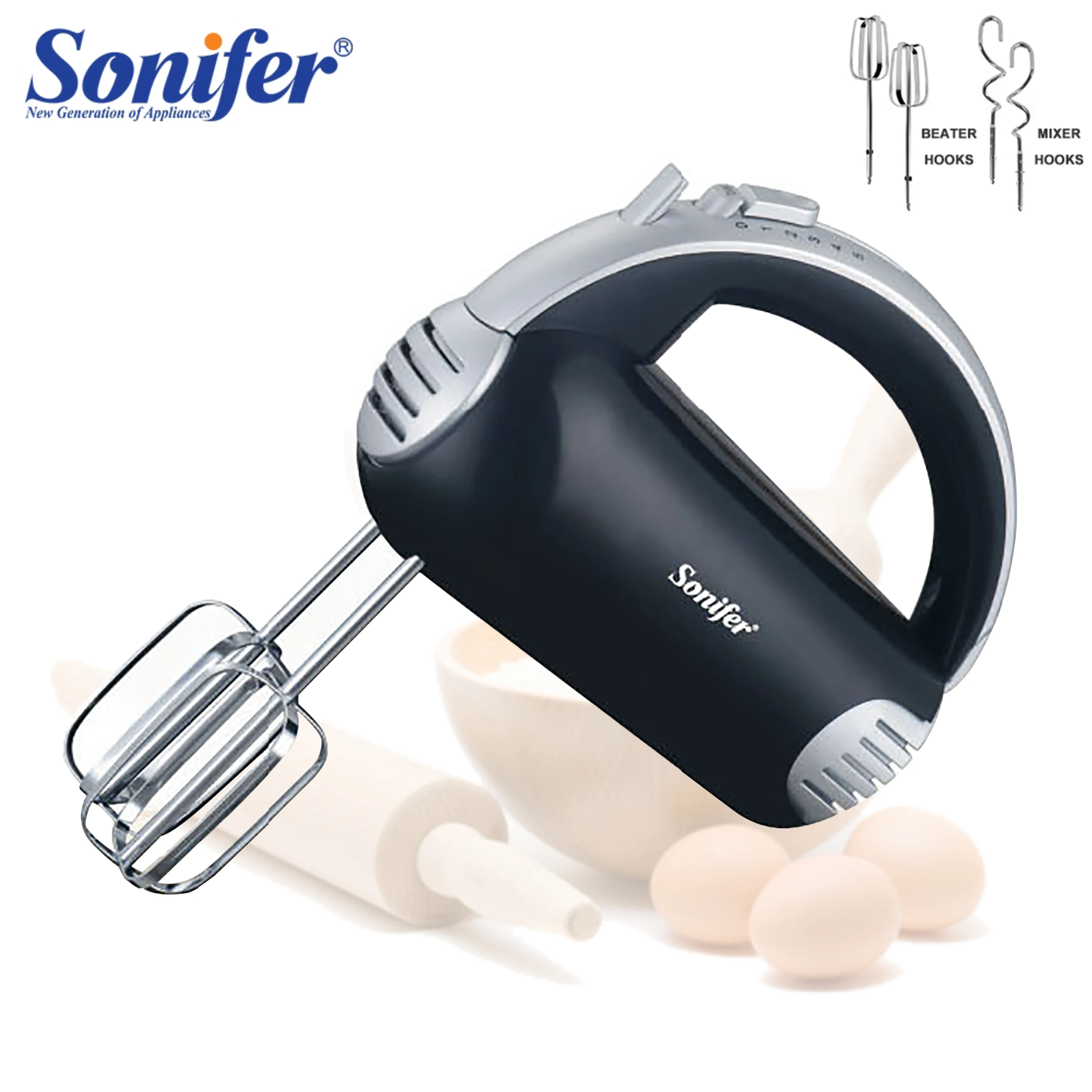 

Sonifer Food Mixer Electric Cuisine Kitchen Blender With Dough Hooks Chrome Egg Beater Whisk Hand Mixer For Sweet Bakery SF7013