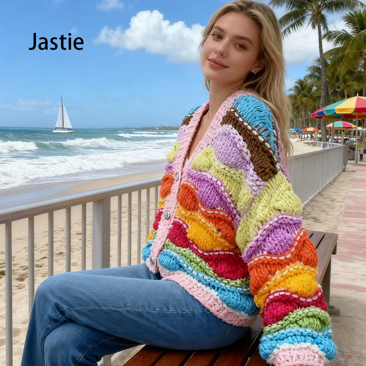 

Bohemian Retro Sweater Cardigan 2025 Autumn Winter Women Sweater Colorful V-neck Long-sleeve Loose Thick Needle Knitted Cardigan