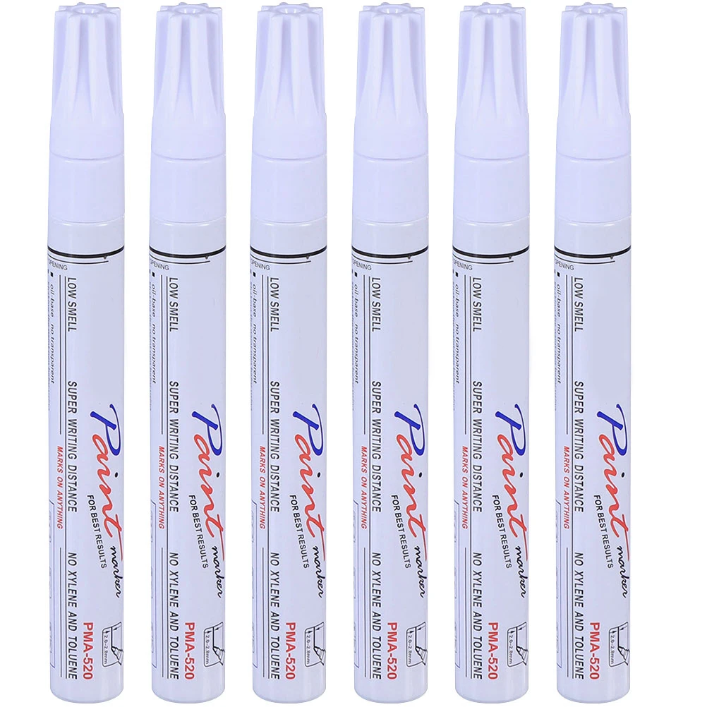 

6 Pcs White Paint Pen Car Touch up Automobile Marker Scratch Remover