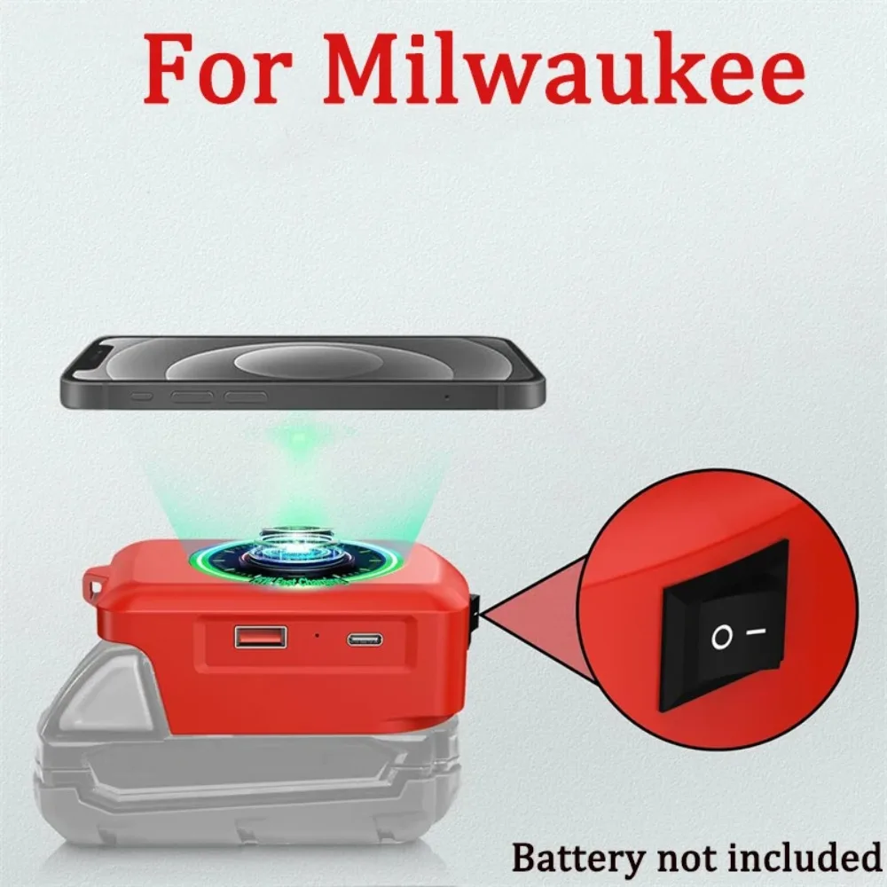 

USB Wireless Charger 18V Type-C Wireless Power Supply Universal Lithium Battery Charger for Makita/Dewalt/Milwaukee