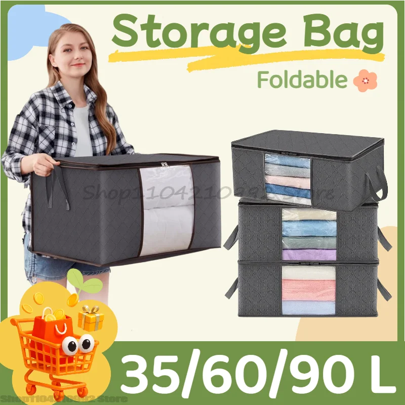 Kleiderschrank-Organizer und Aufbewahrungstaschen, Kleideraufbewahrungstasche, Deckenaufbewahrung, faltbare Aufbewahrungsbox, robust, aus 3-lagigem Stoff genäht