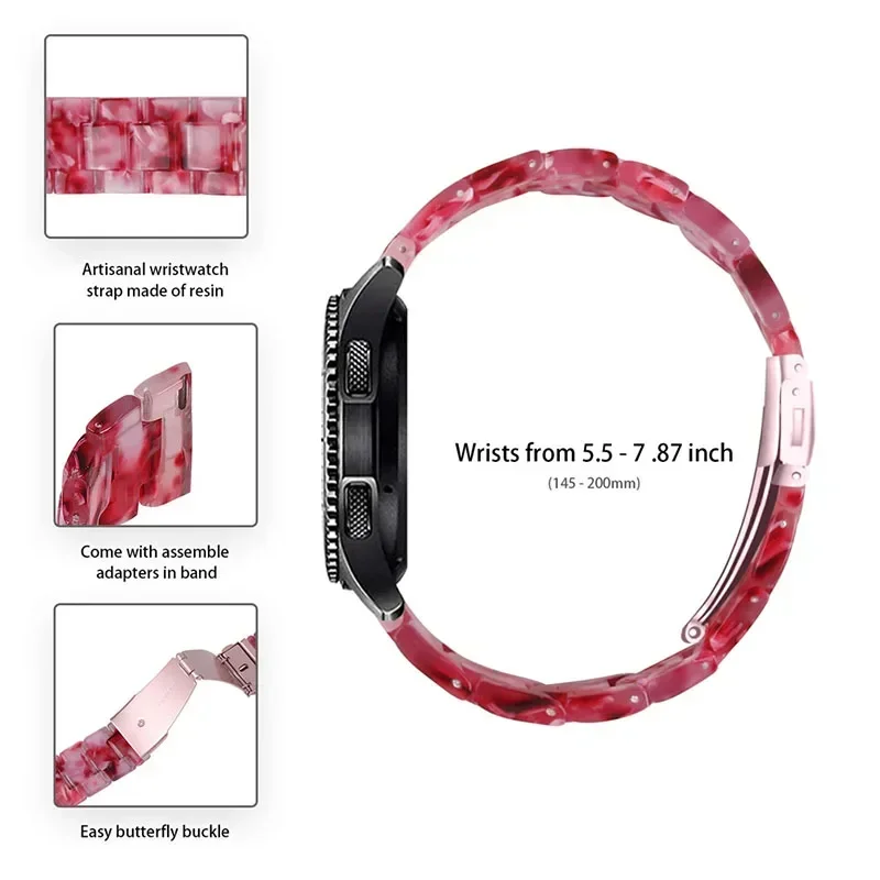 20mm 22mm Resin Strap For Huawei Watch 5-4/GT6-5-4 46mm Delicate Bracelet For Samsung Watch 7/6/5/4 Replace Watchband Accessory