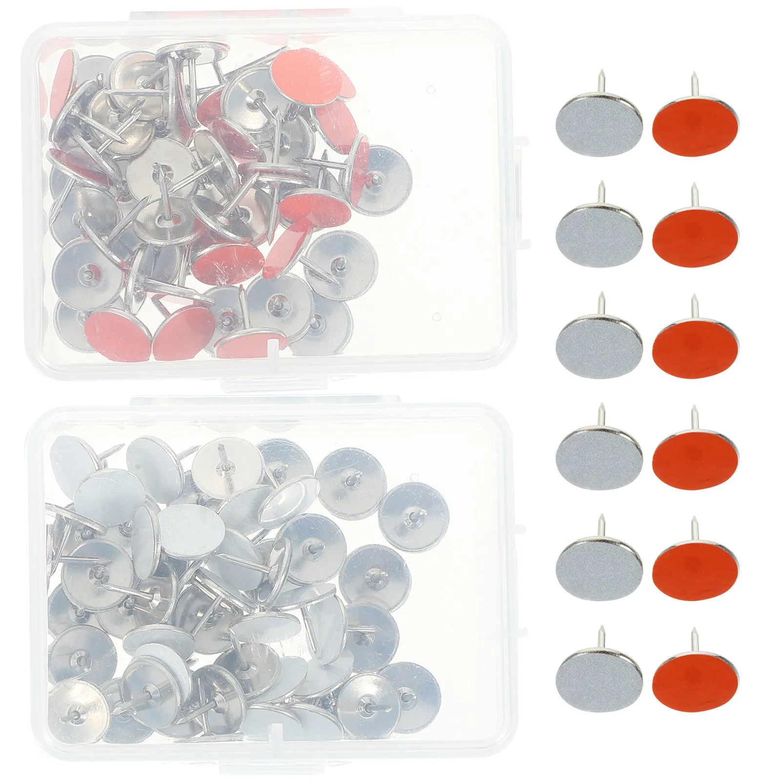 2 Boxes Reflective Tacks Trail Marking Pins High Visibility Metal Road Studs for Driveways Parking Lots Outdoor Hiking Camping