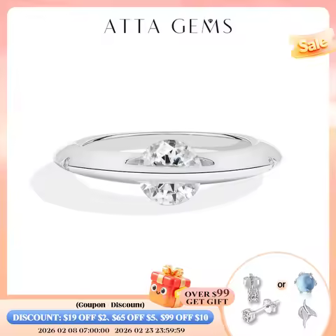 ATTAGEMS 360&deg; Rotatable Moissanite Ring for Women Round Cut 1.0 CT D VVS1 s925 Silver Band Anxiety Rings Engagement Fine Jewelry