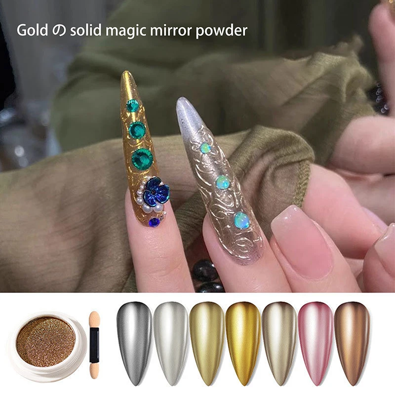 Metal Aurora Pérola Nails Art Glitter, Poeira Cromada, Luar Branco Esfregando Em Pó, Shell Espelho Pigmento, Prego Decoração Suprimentos