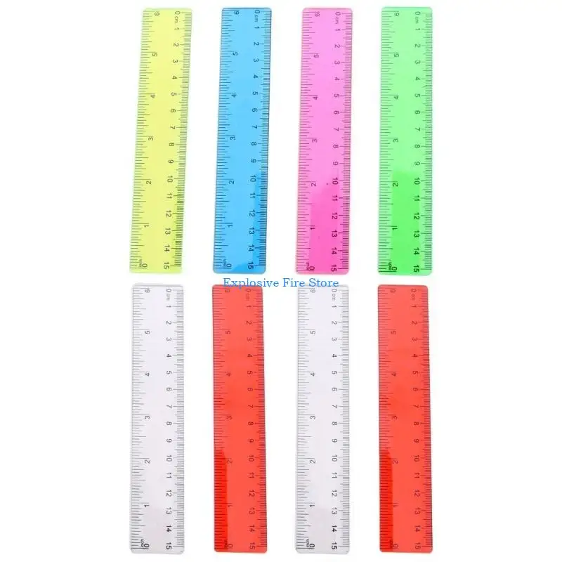 C4DB 8 Teile 6 Zoll transparentes Lineal Plastik Herrscher Gerade Lineal Mathematikzubehör