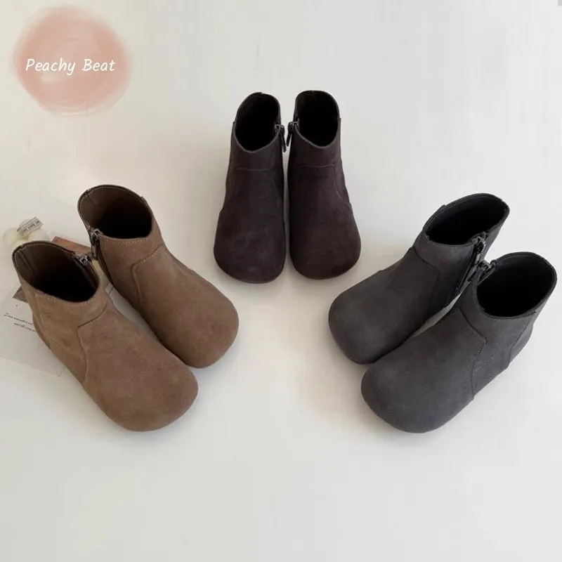 Fashion Baby Girl Princess Ankel Boot Winter Autunm Spring Child Synthetic Leather Warm Flat Shoes Short Boot Baby Shoes 1-10Y