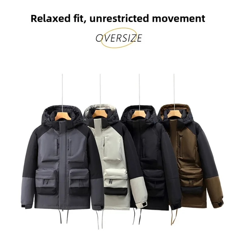 

Ветровка с капюшоном, мужская модная куртка на хлопковой подкладке, рабочая одежда с несколькими карманами, спортивная одежда на открытом воздухе, ветрозащитное и теплое пальто для пар