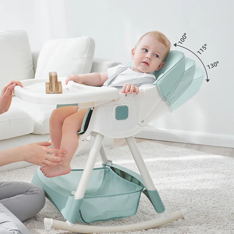 Silla alta para sentarse y acostarse para bebé: silla alta mejorada para descansar el pie, cómoda mesa de comedor para comer