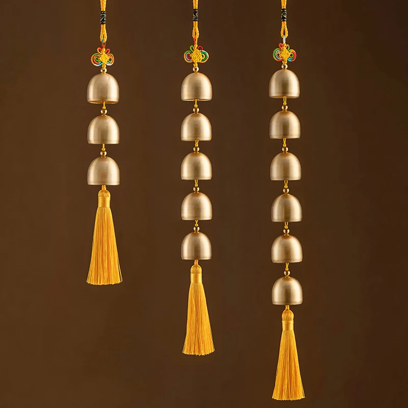 1pc Metal Feng Shui Wind Chime - Vintage Chinese Bell for Wealth and Health - Decorative Hanging Pendant for Home