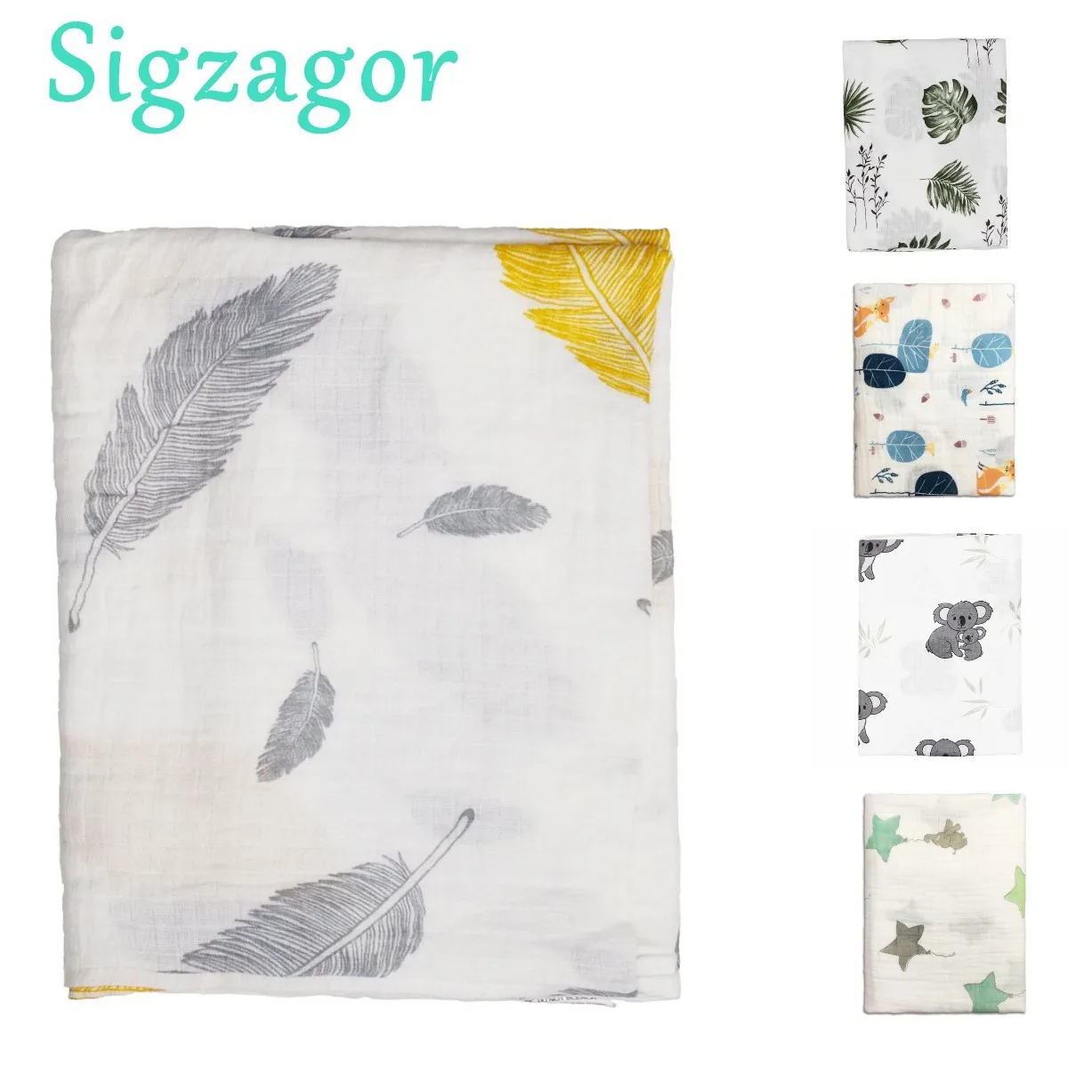 Sigzagor-musselina cobertor para o bebê, algodão toalha de banho para recém-nascidos fotografia, 42x 46inches