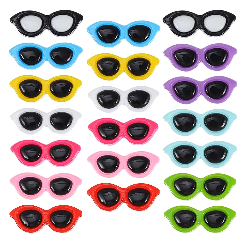 20Pcs Half-Round Mini Sunglasses Resin Flatback Charms Colorful Craft Embellishments for DIY Hairpins Headbands Phone Shell