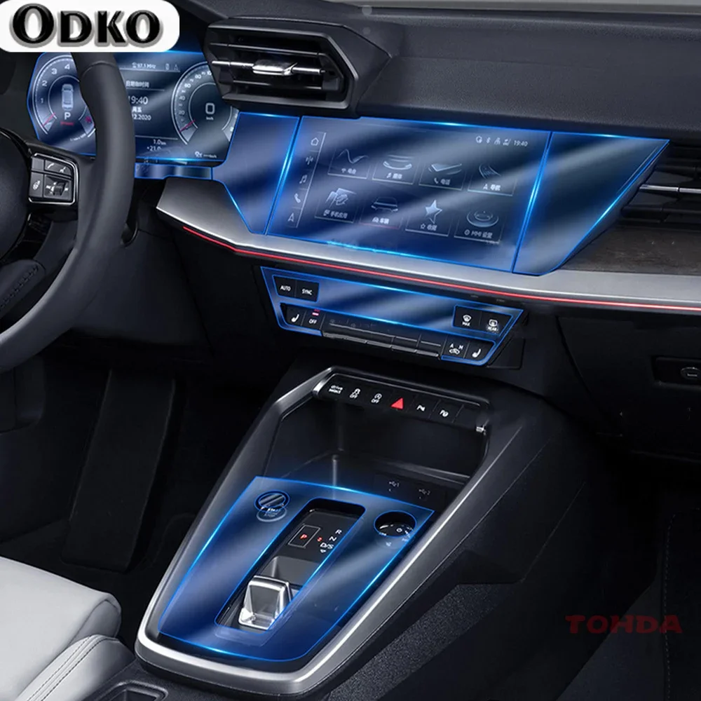 For Audi A3 8Y 2020-21 Car Central Control TPU Film GPS Navigation Dashboard Screen Protector Auto Interior Sticker Accessories