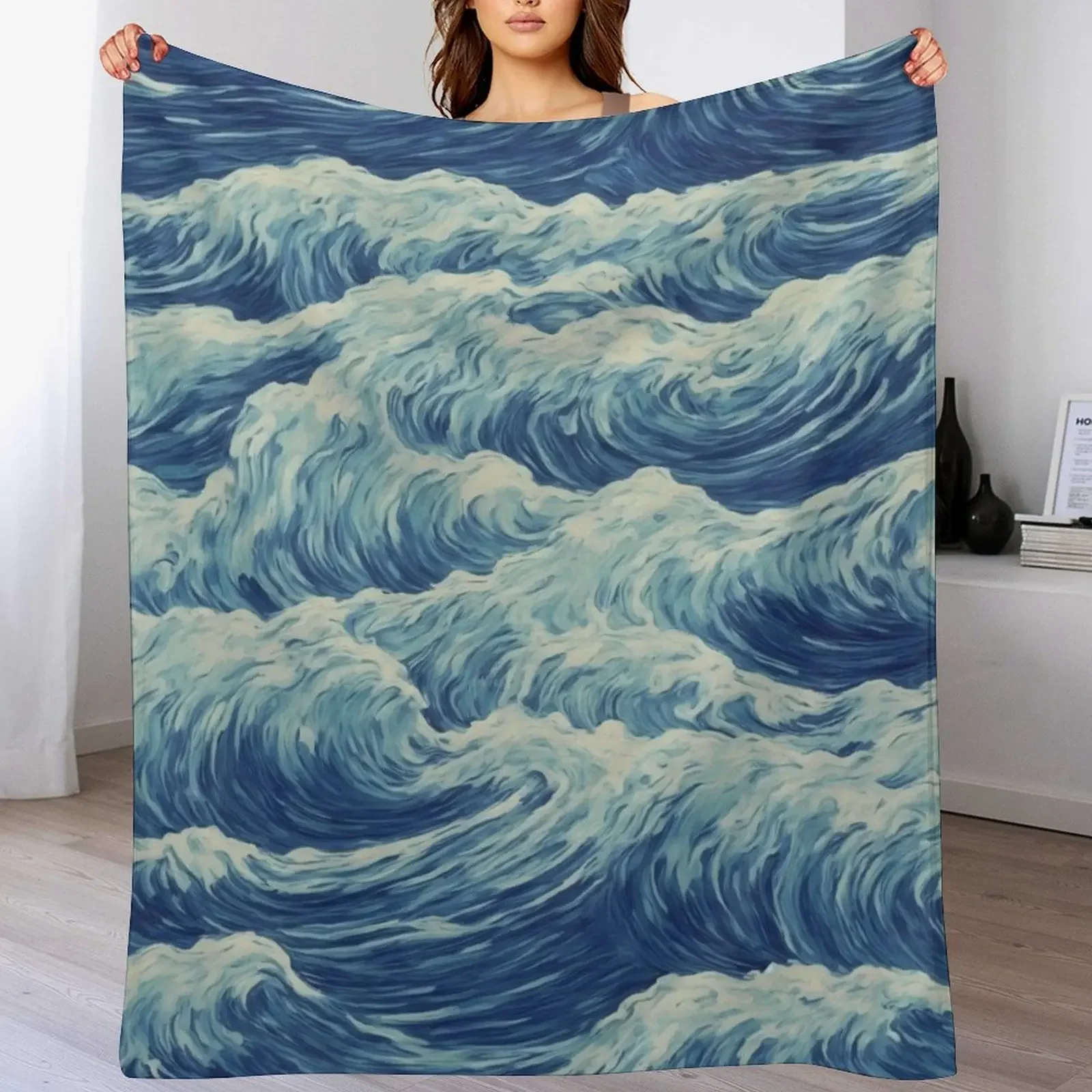 Sea Waves Throw Blanket Furrys Luxury Throw Vintage For Decorative Sofa Blankets