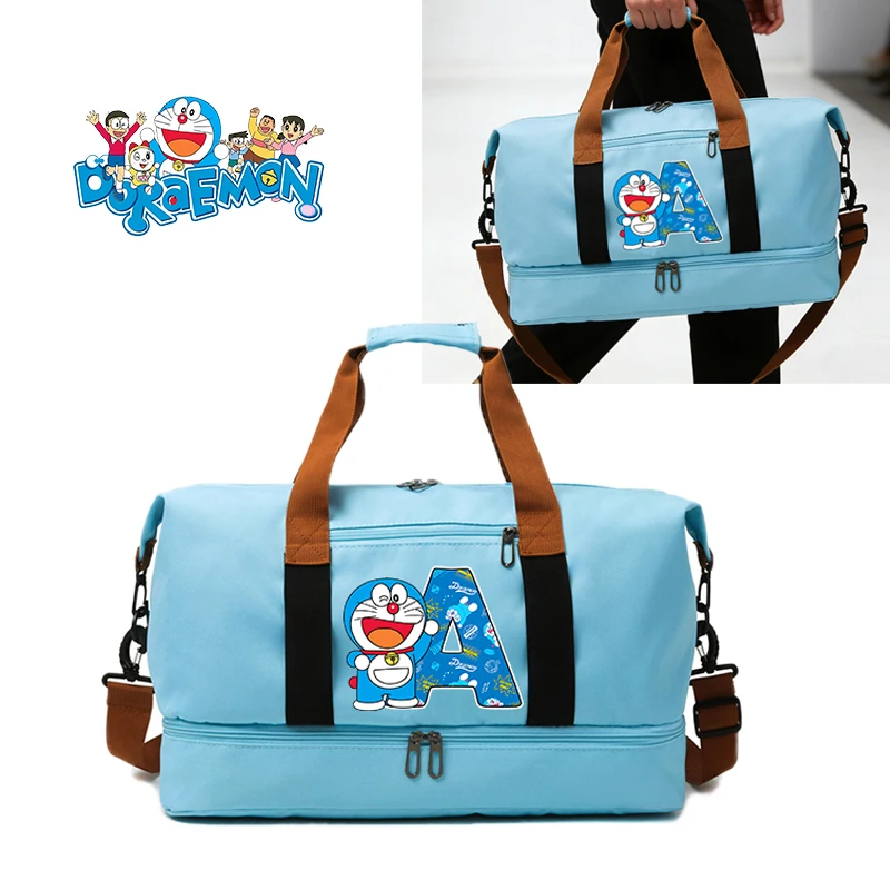 

Doraemon Woman Travel Bag Anime A-Z Letter Print Waterproof Gym Sport Bag for Man Kawaii Fitness Handbag Storage Bag Shoulderbag