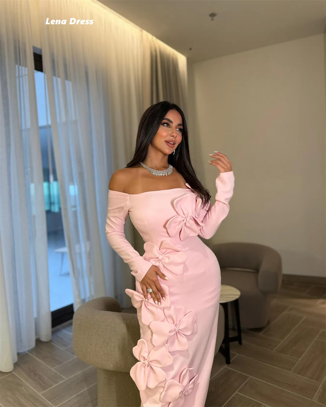 Lena fora do ombro vestidos de baile 2025 vestidos de luxo para vestidos de festa mulher 2025 vestido de festa luxuoso mangas compridas feito sob encomenda