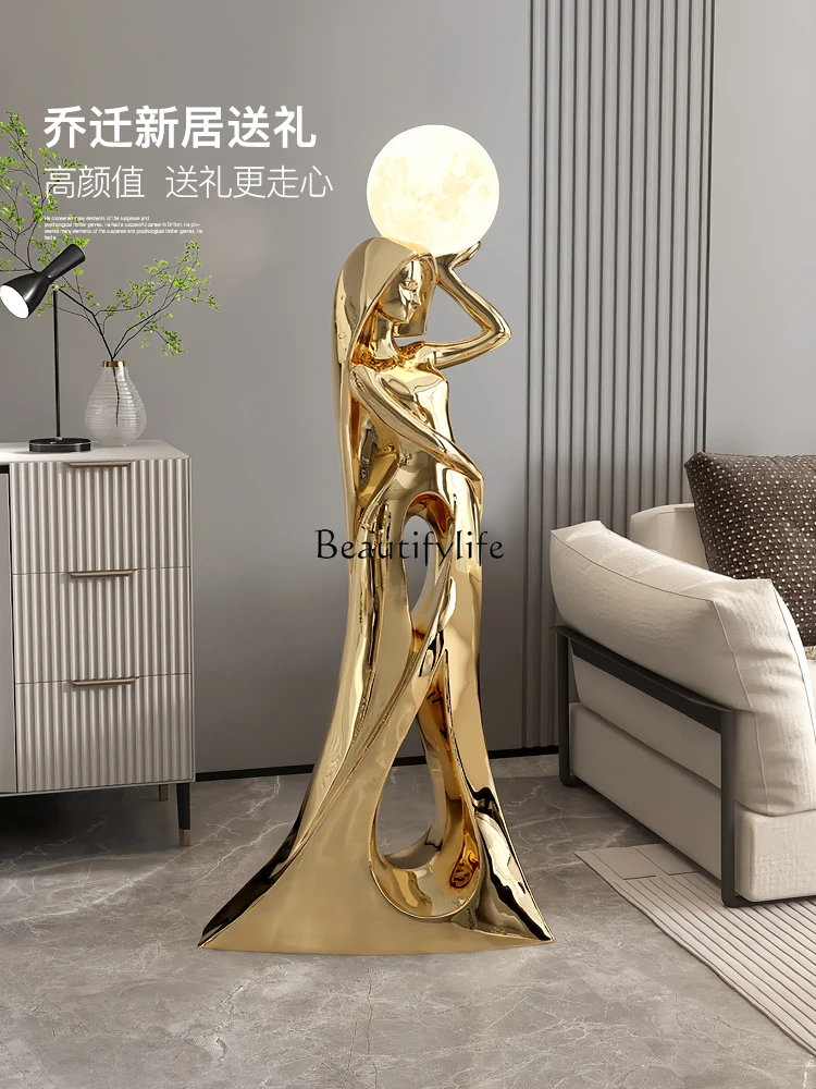 Light luxury high-end art living room floor ornaments can shine