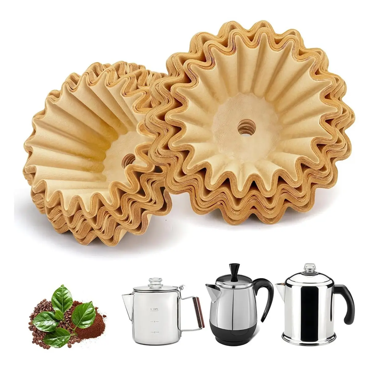 2026 New 4 Cup Perforated Unbleached Coffee Filter Papers 100Pcs Percolator Filter