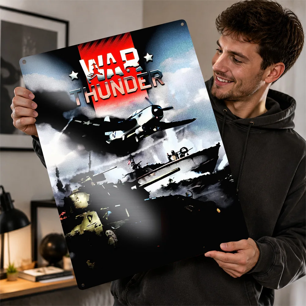 War Thunder Game Personalized 3D Textured Metal Poster Wall Art Tinplate Sign for Living Room Decorations House Decoration Home