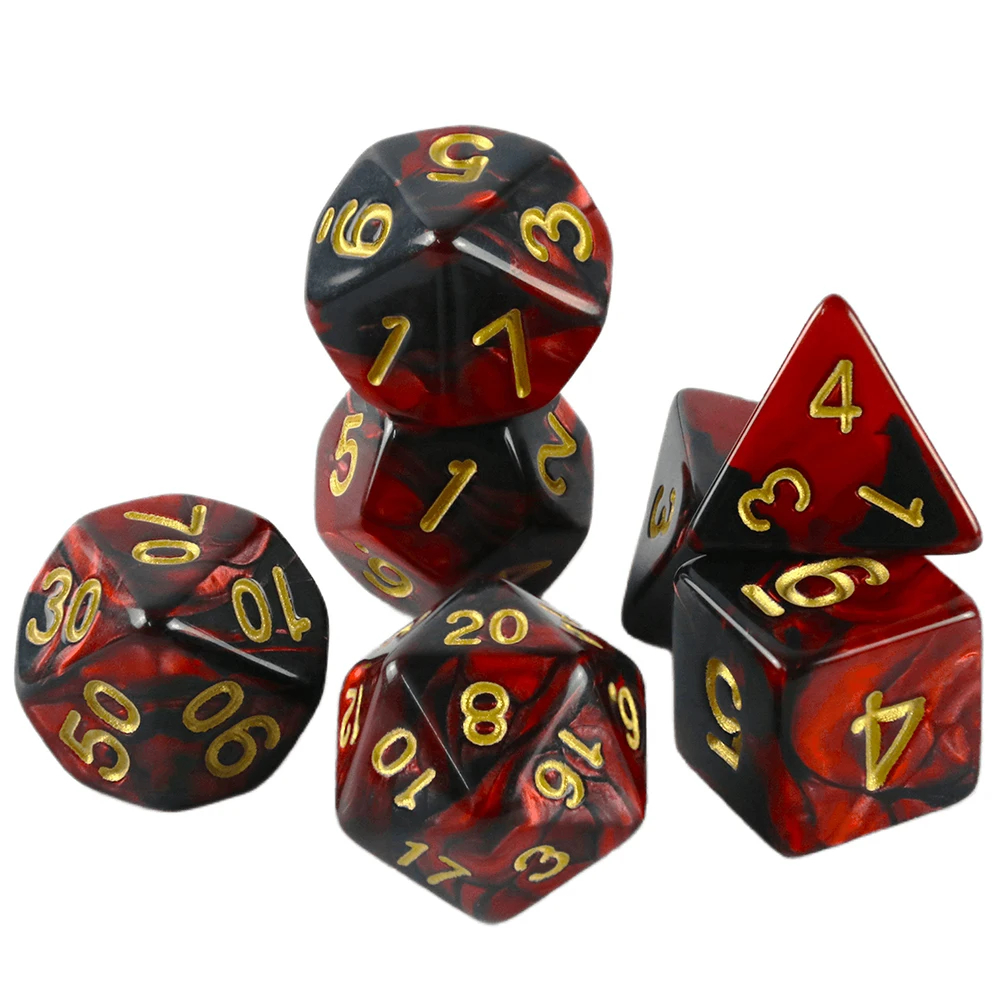 7pcs Polyhedral Dice Gorgeous and Vivid Mixed Colors Dice with Multiple Choices High Quality for Desktop Games ,D&D ,Funny