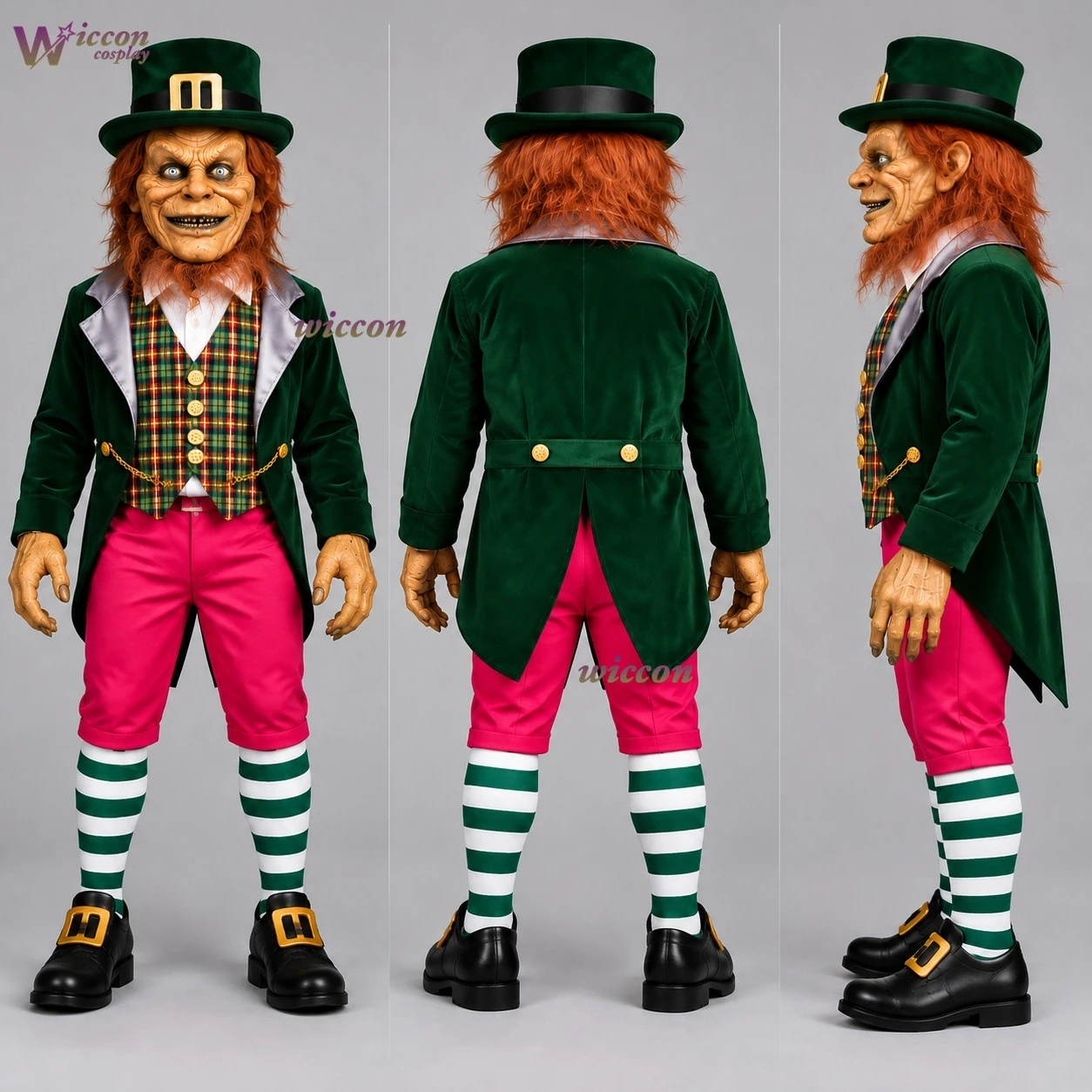 Movie Creepy Leprechaun Cosplay Costume - Irish Legend Horror Clown & Scary Goblin Outfit for Halloween & Stage Performance view 2