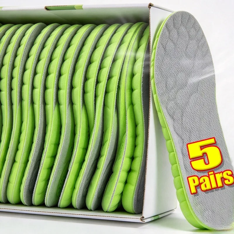 High Elasticity Sports Shoe Insoles for Shock Absorption Men Women Breathable Sweat-absorb Odor-resistant Thickened Shoes Pads