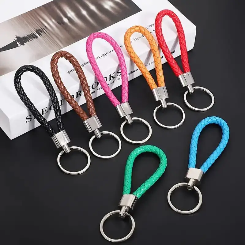 20pcs set of colorful woven PU keychains, woven straps, keychains, creative gifts, car keys, wallets, bags, mixed colors
