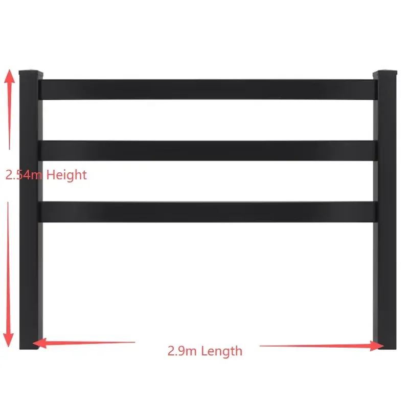 3 Rail Carbon Steel Horse Ranch Fence Integrated Posts Outdoor Equestrian Farm Livestock Pasture Weatherproof Fencing