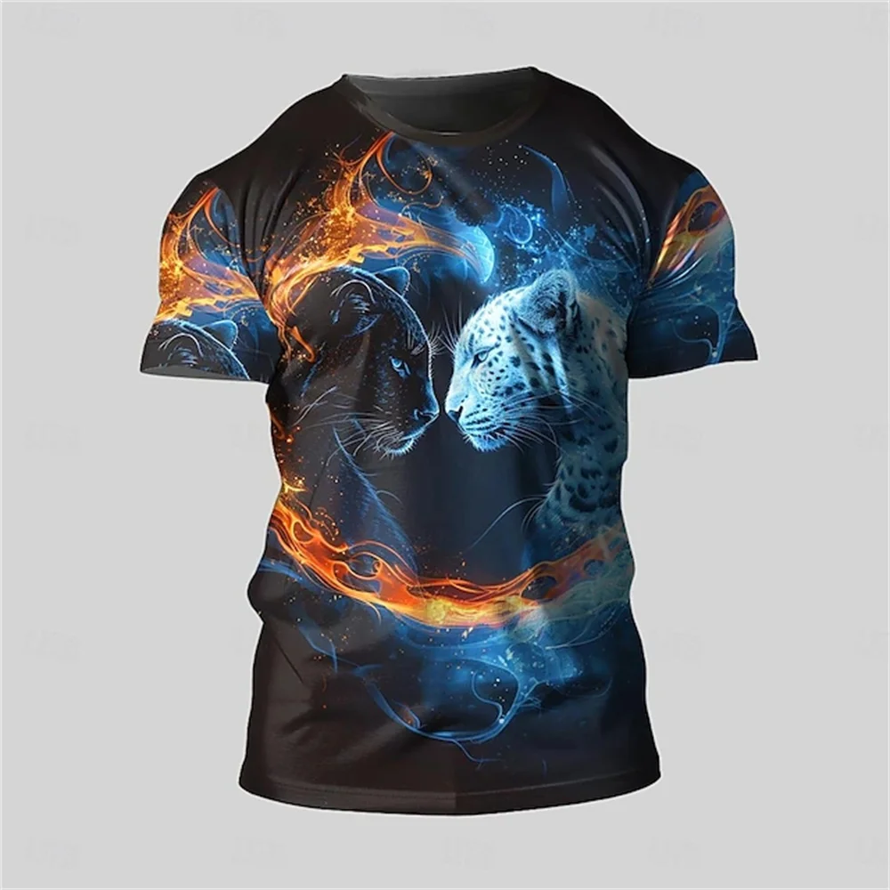 

Summer Fashion Men's T Shirt Loose O Neck Casual Top Short Sleeve 3D Animal Pattern Print Street Large Size Breathable T Shirt