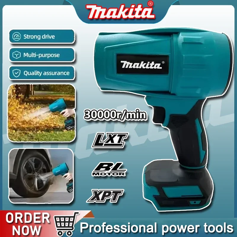 

Makita 30000 об/мин, бесщеточный турбовентилятор высокой мощности, электрический ручной струйный вентилятор, инструмент для выдувания пыли в виде снежного листа для батареи 18 В