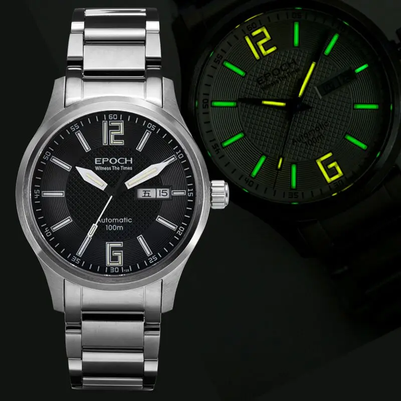 

Me Automatic Mechanical Watch Luminous Japan Miyota 21Jewels Sapphire WR100M Date Day EPOCH 40MM