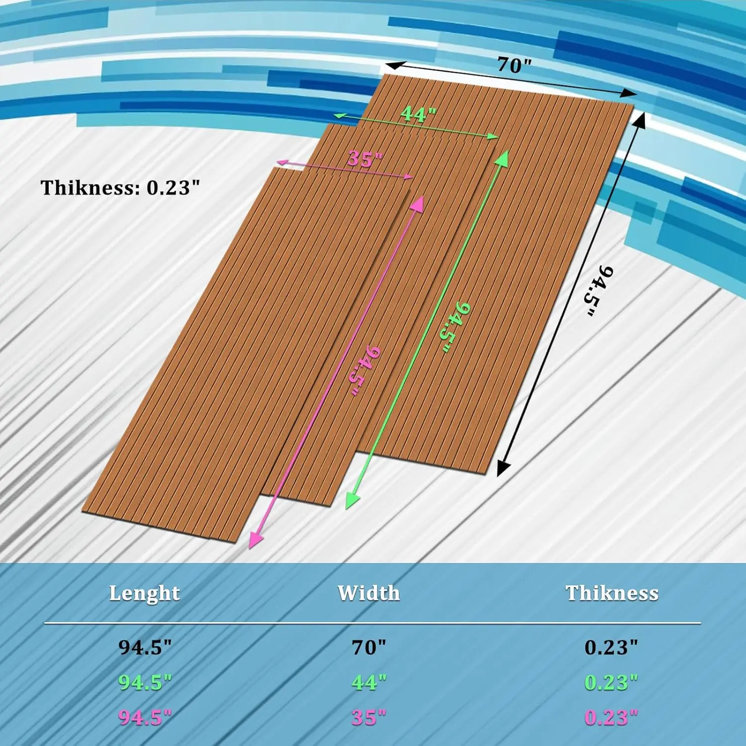 2400x45cm Marine EVA Foam Boat Flooring Pad Self Adhesive Non-Slip Faux Teak Decking Sheet Pad for Boat Yacht Jet Ski Deck Mat - view 4