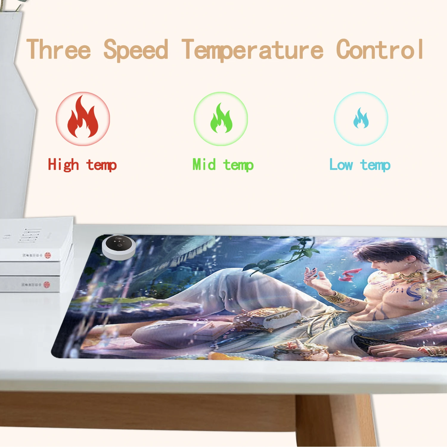 Heated Mouse Pad Love and Deepspace Rafayel Big Mousepad Warm Hand Heating Pad PU Leather Mouse Pad Large Gaming Desk Mat