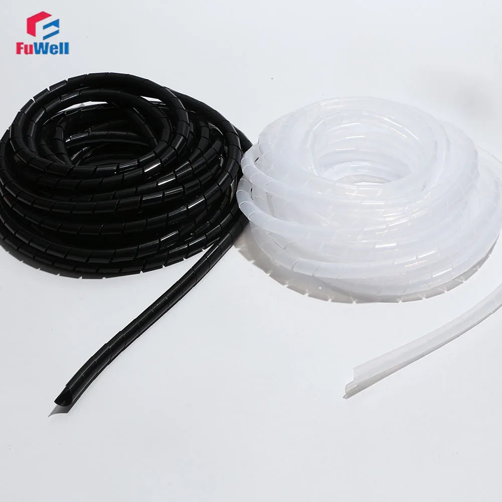 Fuwell Spiral-wound Pipe Flexible Hose 4/6/8/10/12/14/16/18~30mm Corrugated PE Pipe Wire Wrapping Management Tool Winding Pipe