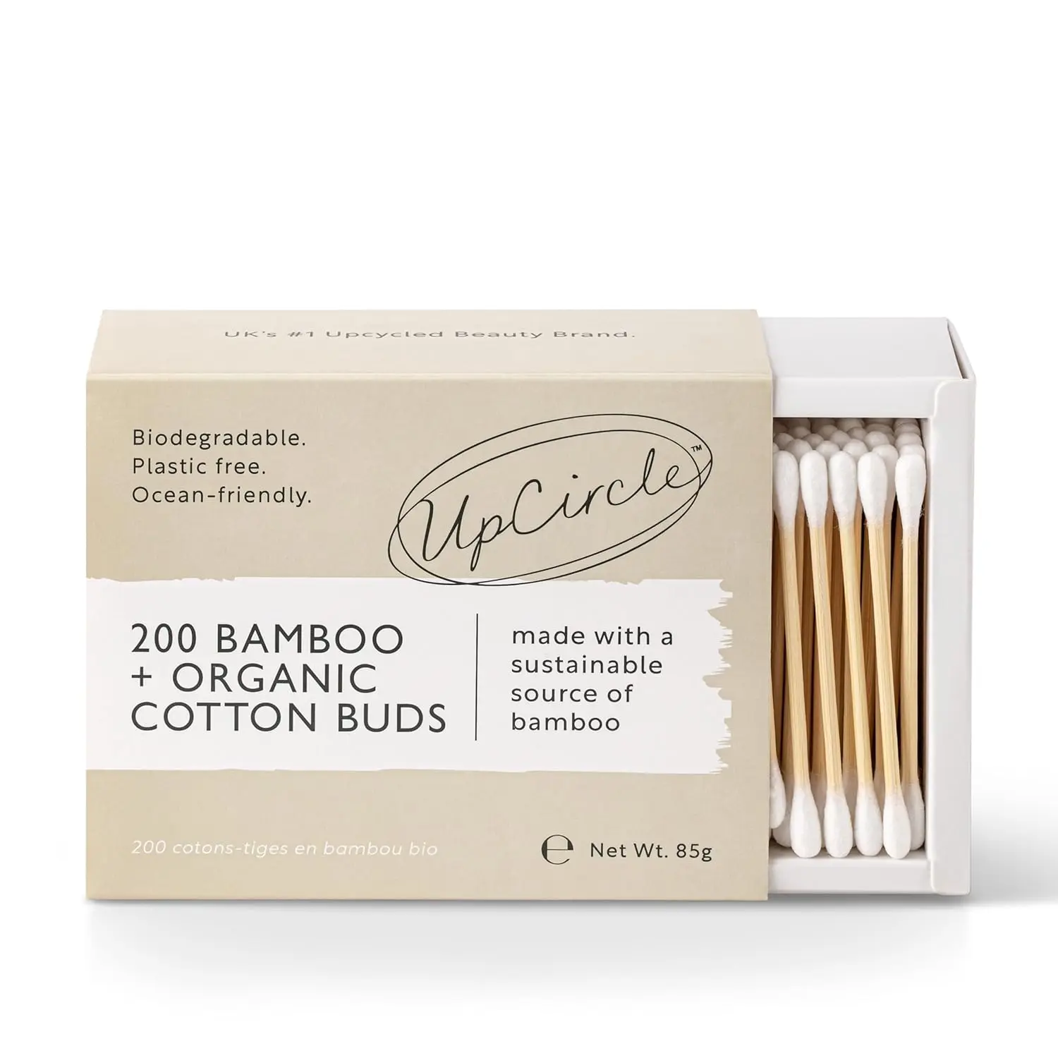 

200 Sustainable Bamboo Cotton Buds - Plastic-Free, Fully Recyclable Ear Buds for Bathroom