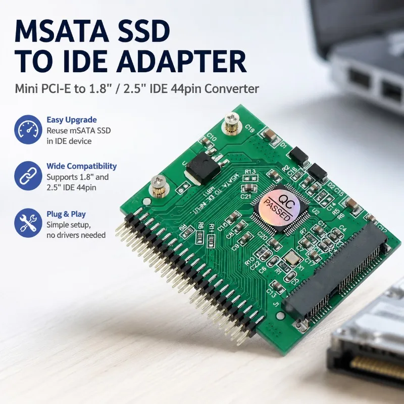 MSATA SSD To 2.5 Inch 44Pin IDE Adapter Card Mini PCIE SATA To 44 Pin Male Connector Converter Board for Laptop Notebook PC