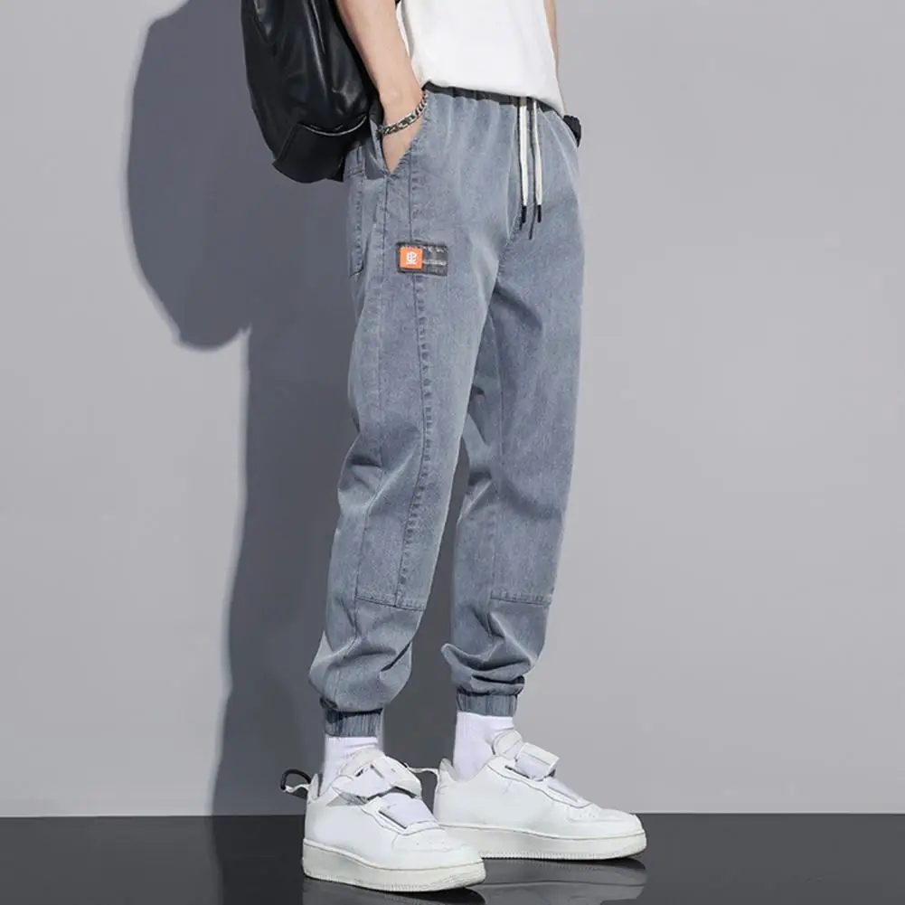 

Loose Fit Leggings Jeans for Men Men's Loose Fit Cargo Pants with Ankle-banded Drawstring Waist Soft Warm for Fall for Men