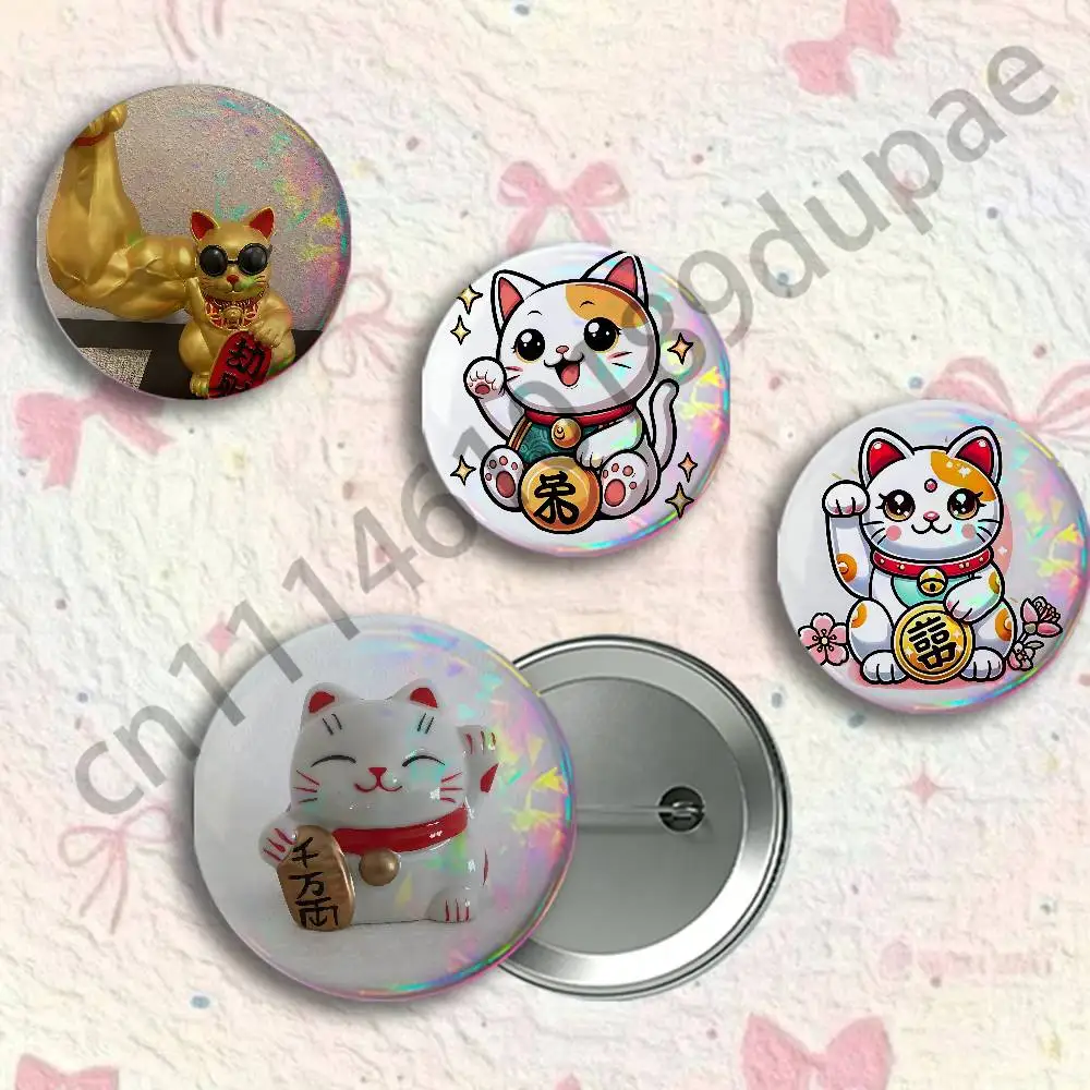 Cute Maneki Neko Badges 25 32 44 58 75 mm Round Customizable Wholesale Fan goods Self-made fan freebies