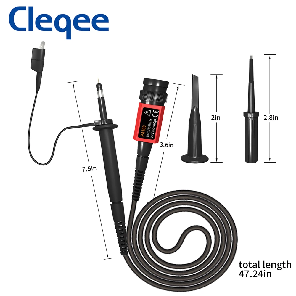 Cleqee P4100 2KV 100MHz Oscilloscope Probe kit 100:1 High Voltage for Oscilloscope Owon Liliput Wholesale