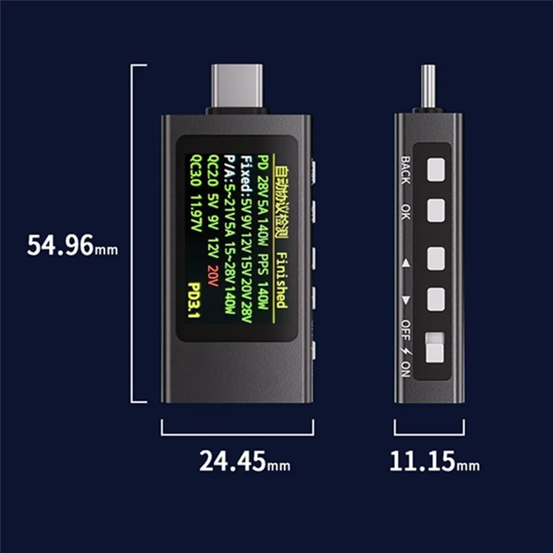 

AB66-Type-C Fast Charge Tester 2Pcs KWS-X1 Power Meter Digital Display 12A DC Voltage Ammeter Electrician Tool