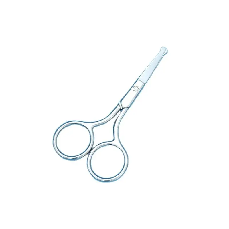 Tijeras de maquillaje de acero inoxidable, herramienta de reparación de vello de nariz para mujer, punta redonda, recorte de vello Facial, pestañas y cejas